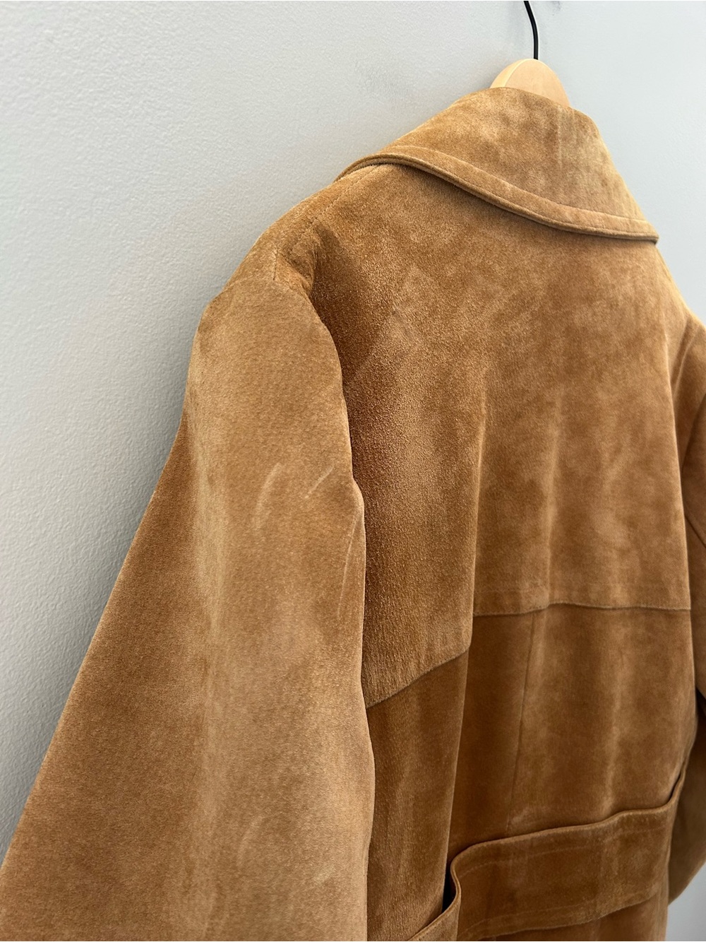 Vintage Rare 70’s Camel Tan Suede Double Breasted Western Long Trench Coat - Picture 7 of 12